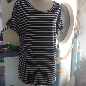 Nautica NWOT Navy Blue and White Striped Cotton Top - XXL